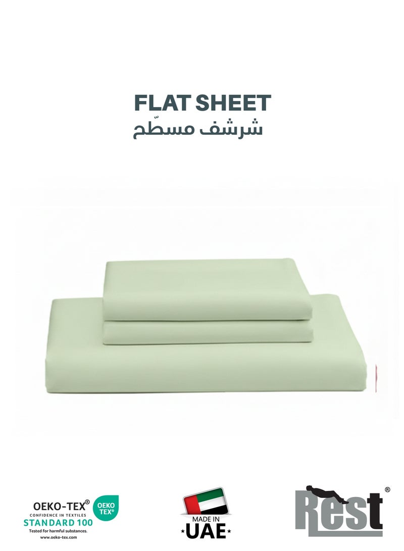 REST 3-Piece Mint Green Plush 240x260  Flat Bedsheet Set Includes 1 Deep Pocket Flat Bedsheet and 2 Pillow Covers, Breathable and Machine Washable - Image 1
